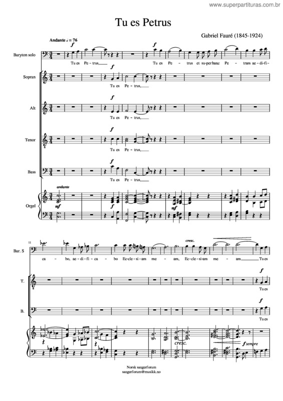 Partitura da música Tu Es Petrus v.2