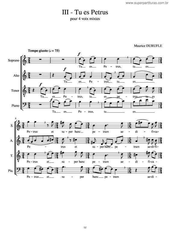 Partitura da música Tu Es Petrus v.3