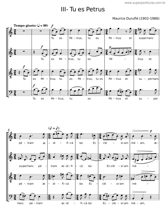 Partitura da música Tu Es Petrus v.4