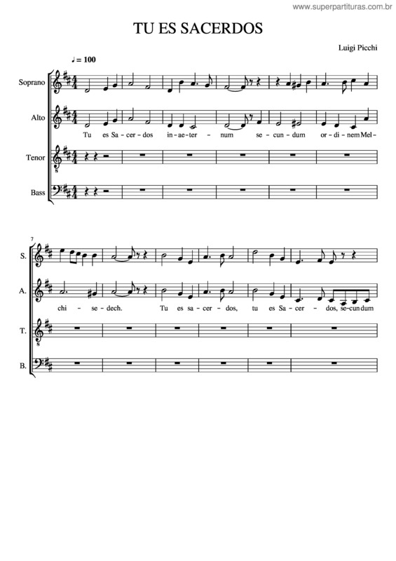 Partitura da música Tu Es Sacerdos v.2