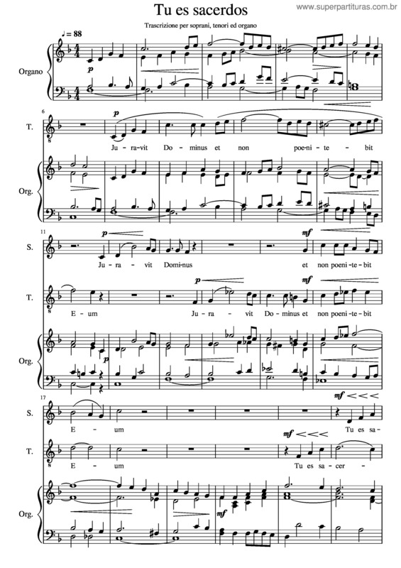 Partitura da música Tu Es Sacerdos v.3