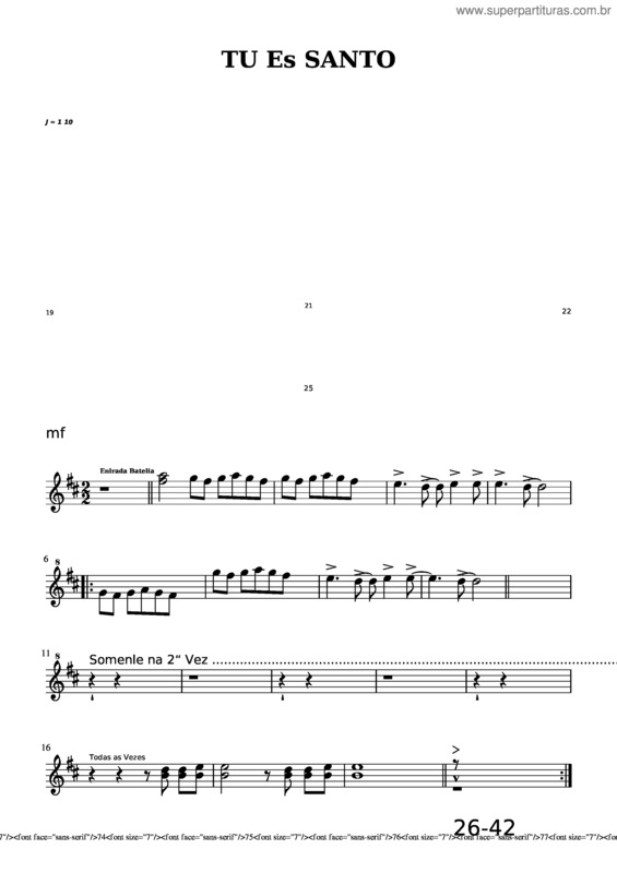 Partitura da música Tu És Santo v.6