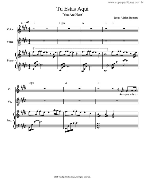 Partitura da música Tu Estas Aqui v.2