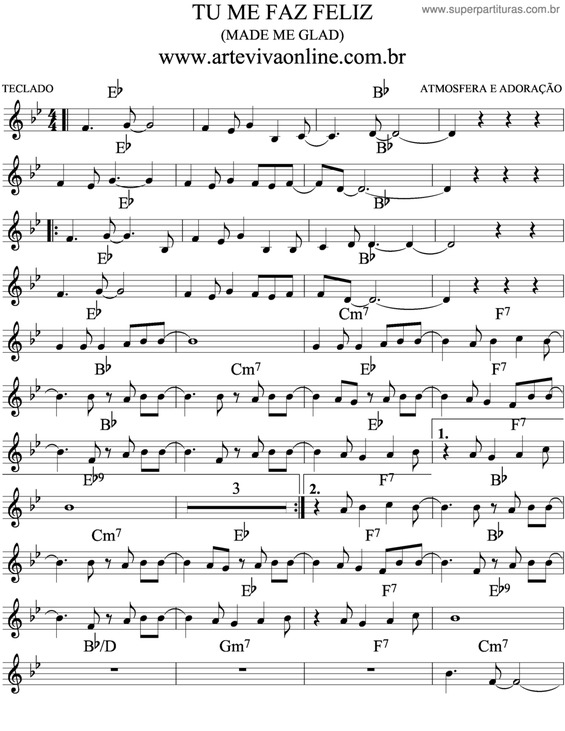 Partitura da música Tu Me Faz Feliz