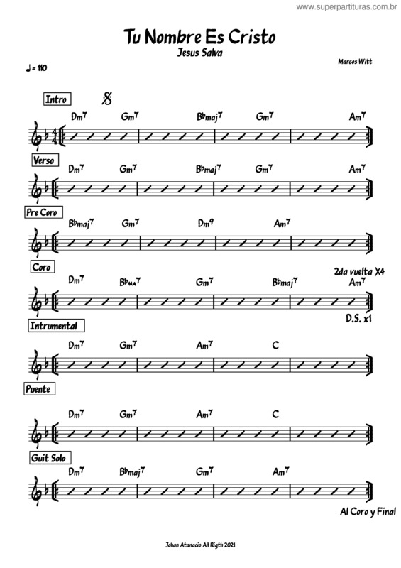 Partitura da música Tu Nombre Es Cristo v.2