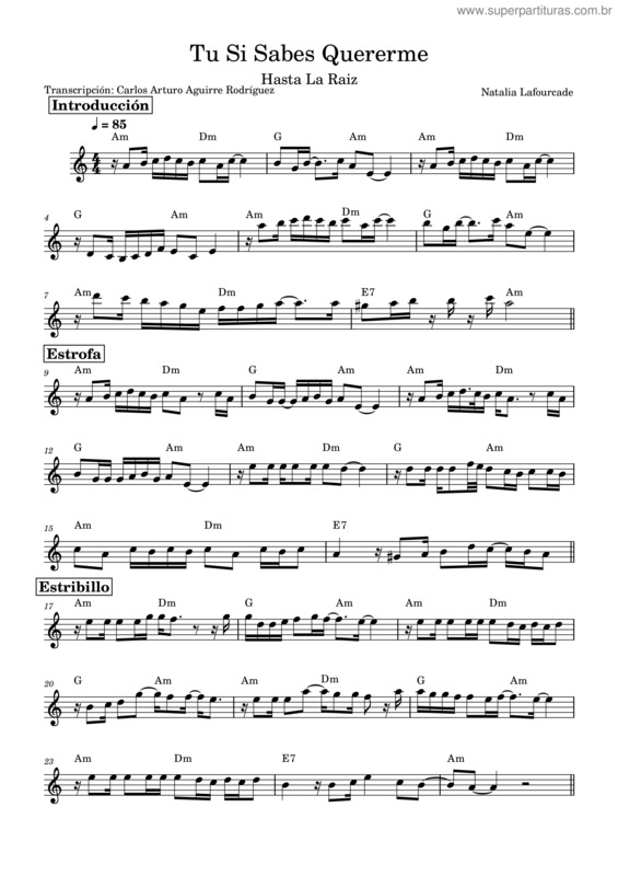 Partitura da música Tu Si Sabes Quererme v.2