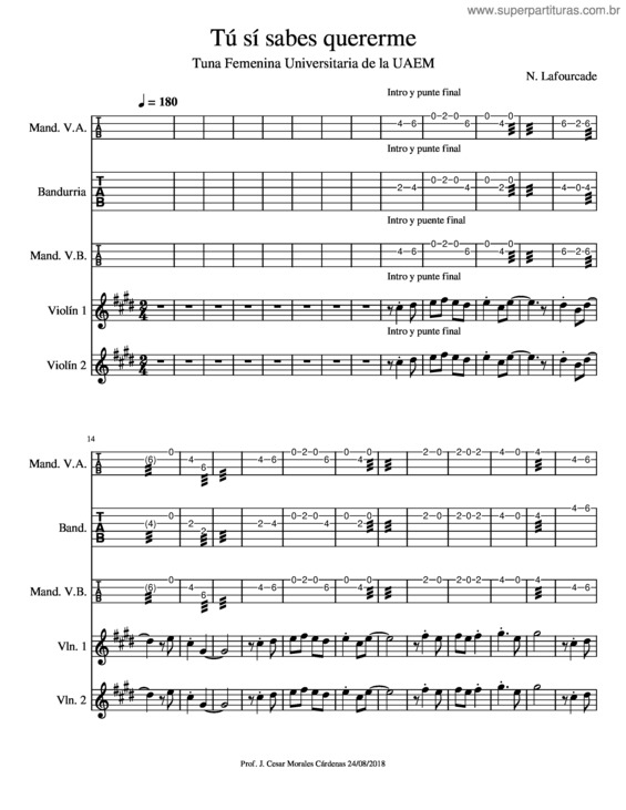 Partitura da música Tú Sí Sabes Quererme