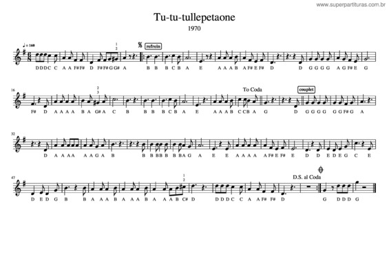 Partitura da música Tu-Tu-Tullepetaone