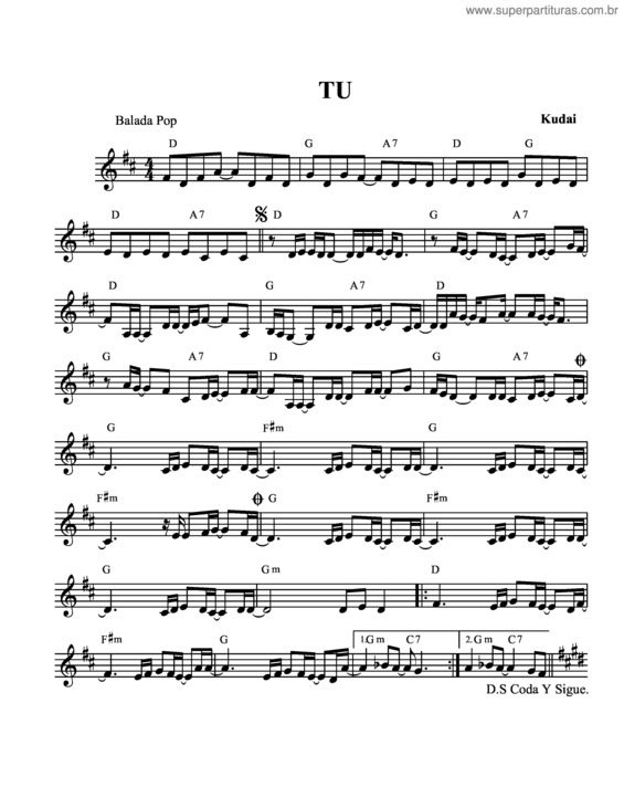 Partitura da música Tu v.2