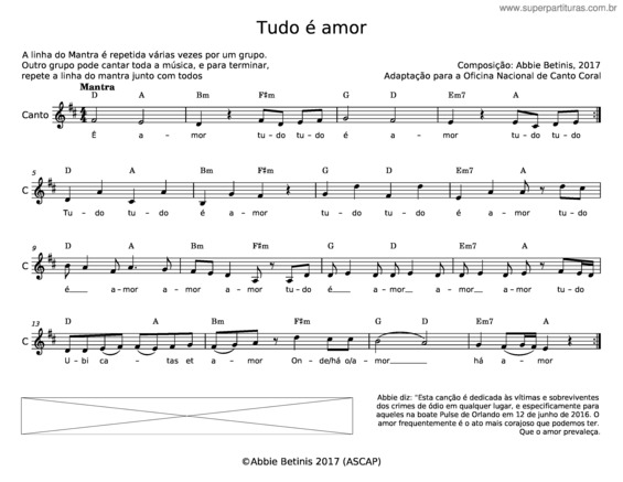 Partitura da música Tudo É Amor