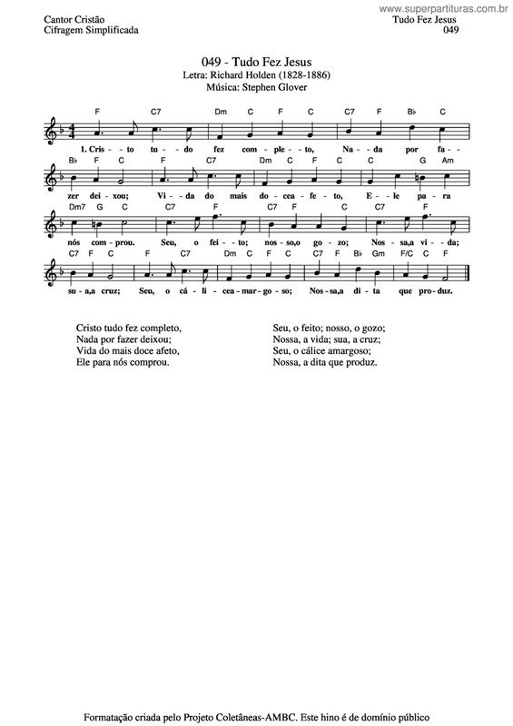 Partitura da música Tudo Fez Jesus