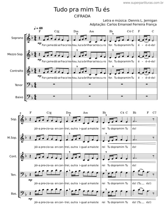 Partitura da música Tudo Pra Mim Tu És v.2