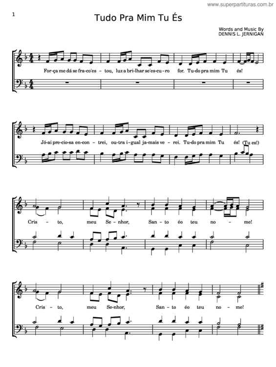 Partitura da música Tudo Pra Mim Tu És