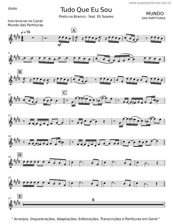 Partitura da música Tudo Que Eu Sou