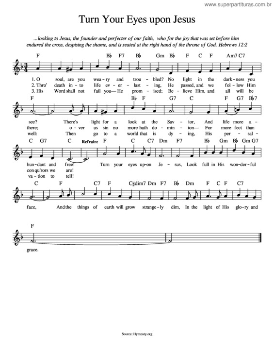 Partitura da música Turn Your Eyes Upon Jesus v.4