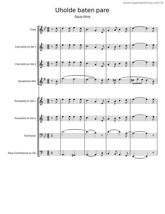 Partitura da música Uholde Baten Pare