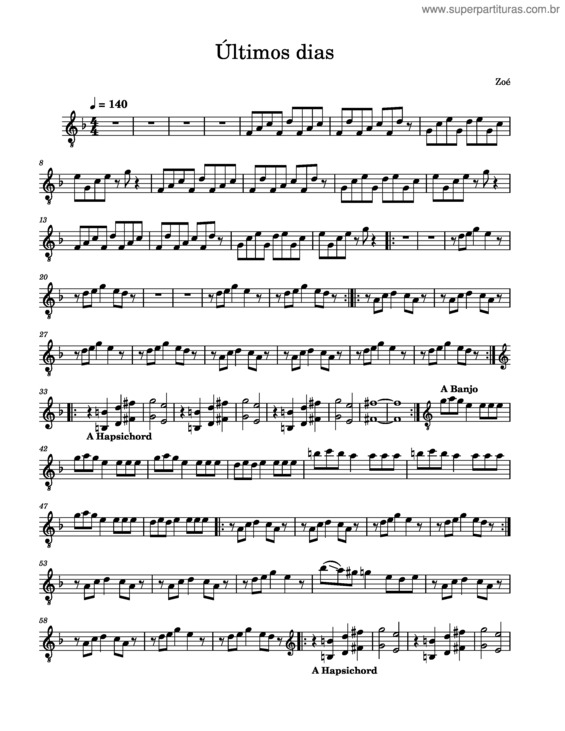 Partitura da música Últimos Días