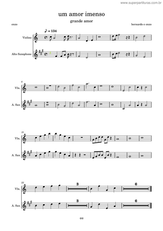 Partitura da música Um Amor Imenso v.5