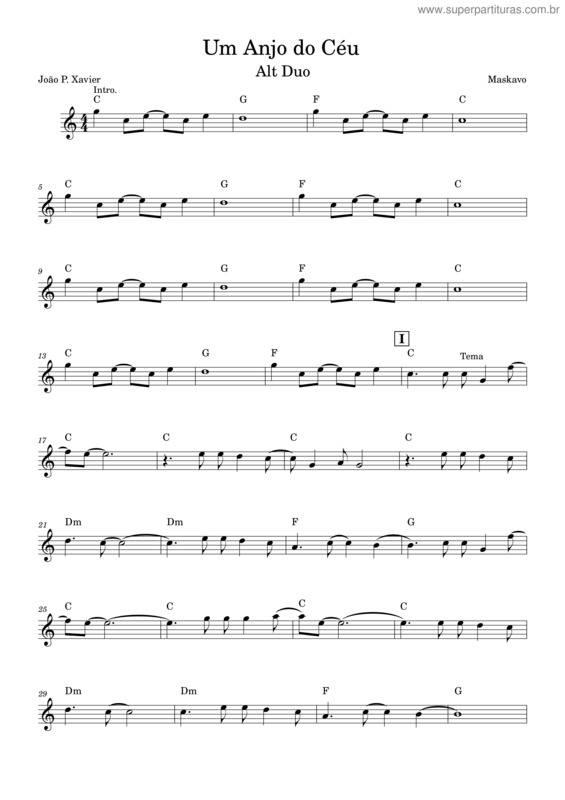 Partitura da música Um Anjo Do Céu v.2