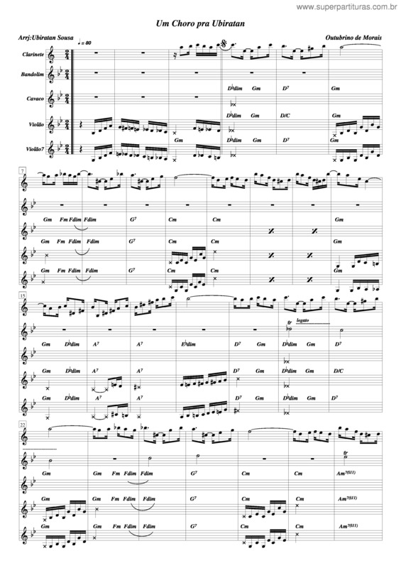 Partitura da música Um Choro Pra Ubiratan