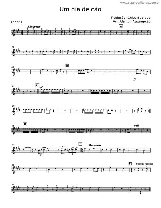 Partitura da música Um Dia De Cão