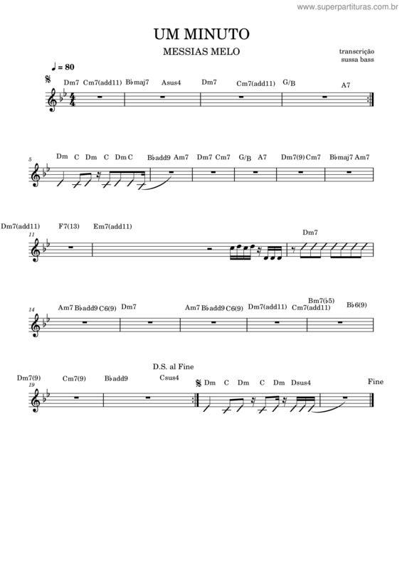 Partitura da música Um Minuto