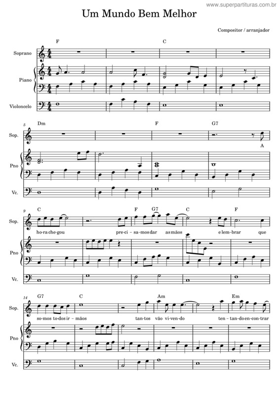 Partitura da música Um Mundo Bem Melhor