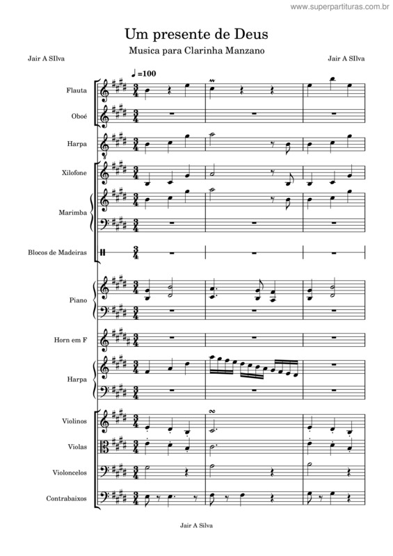 Partitura da música Um Presente De Deus