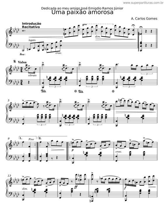 Partitura da música Uma Paixão Amorosa