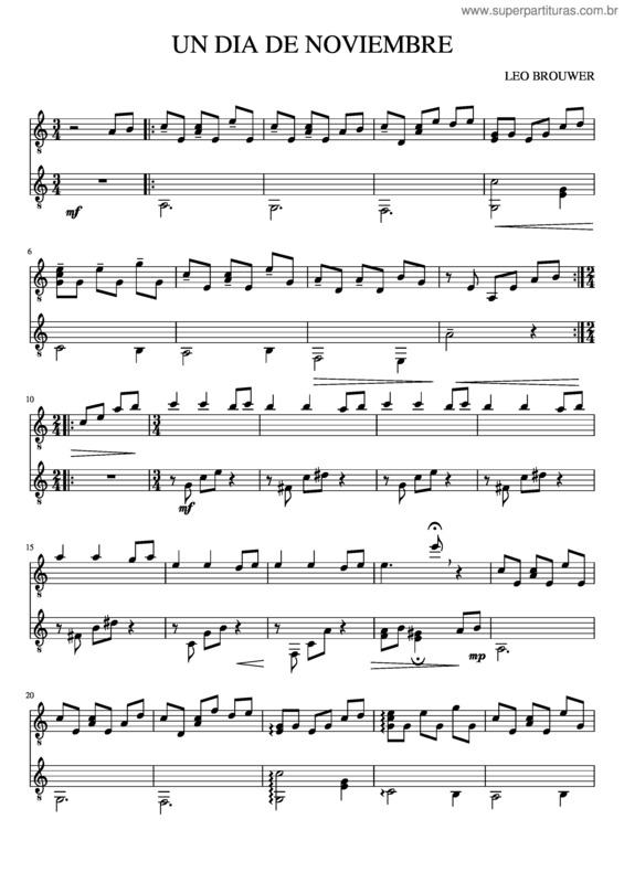 Partitura da música Un Dia De Noviembre v.5