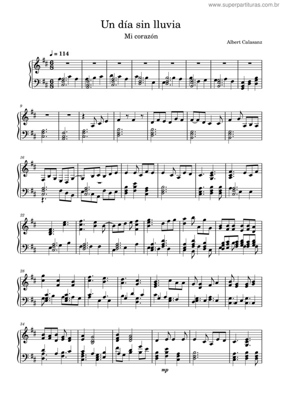 Partitura da música Un Día Sin Lluvia