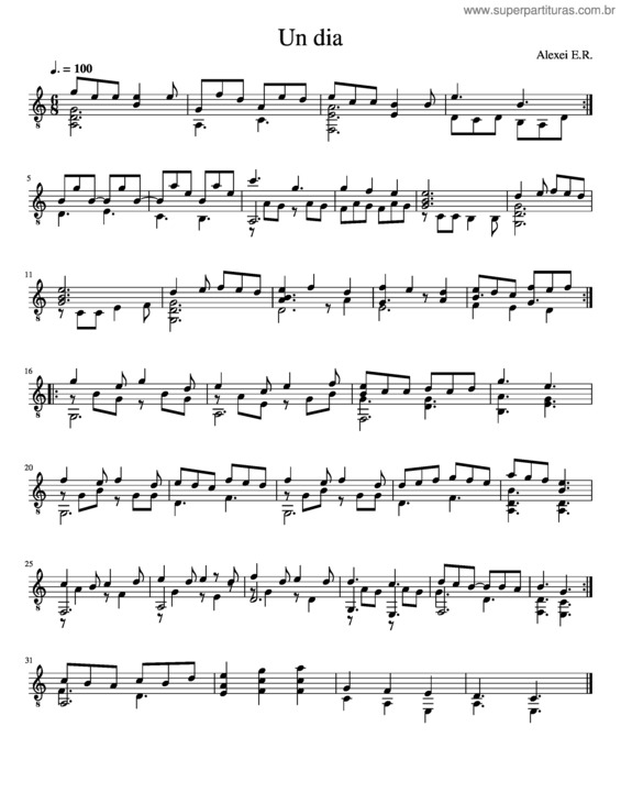 Partitura da música Un Dia