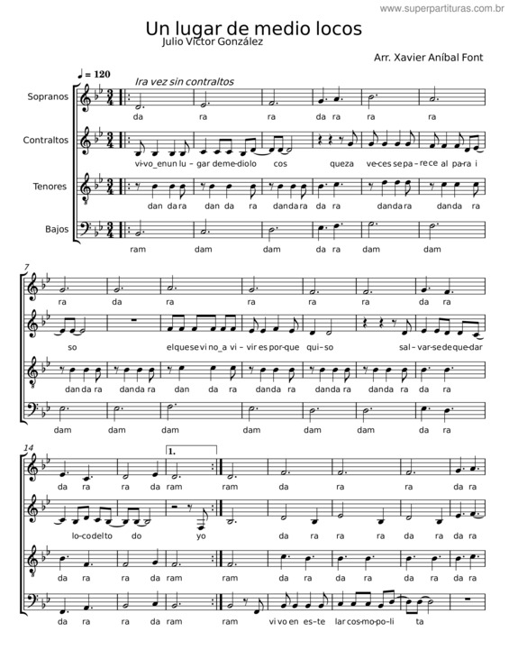 Partitura da música Un Lugar De Medio Locos