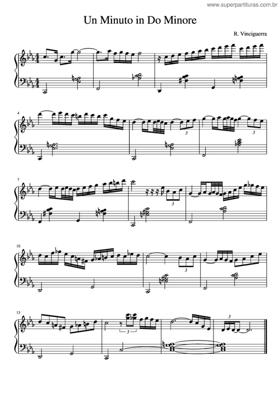 Partitura da música Un Minuto In Do Minore