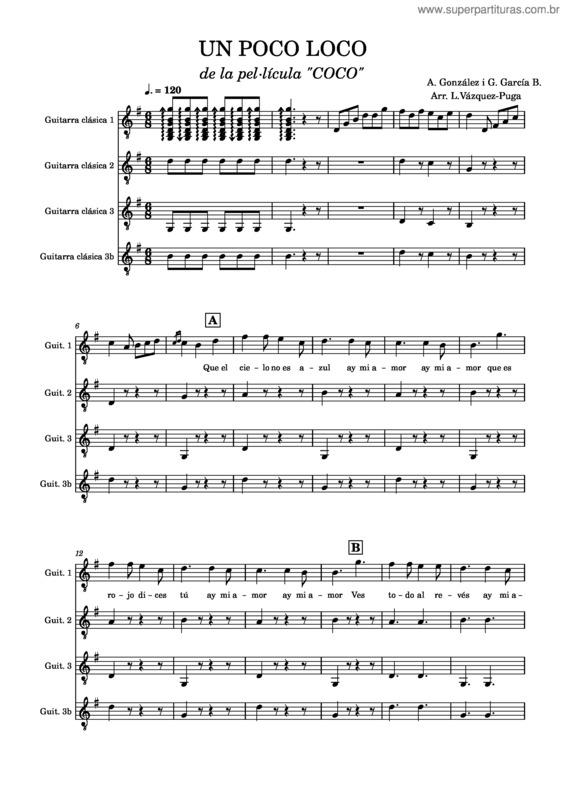 Partitura da música Un Poco Loco v.3