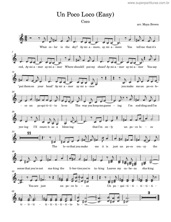 Partitura da música Un Poco Loco v.4