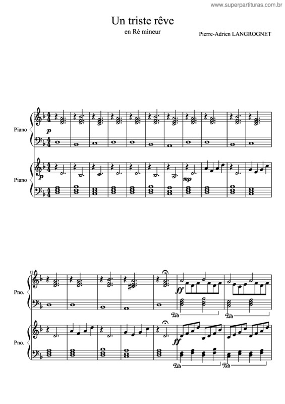 Partitura da música Un Triste Rêve