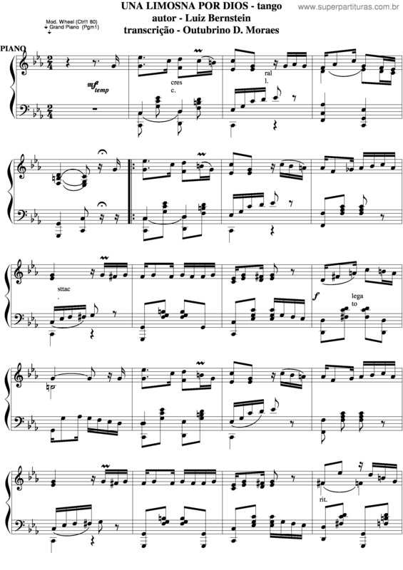 Partitura da música Una Limosma Por Dios