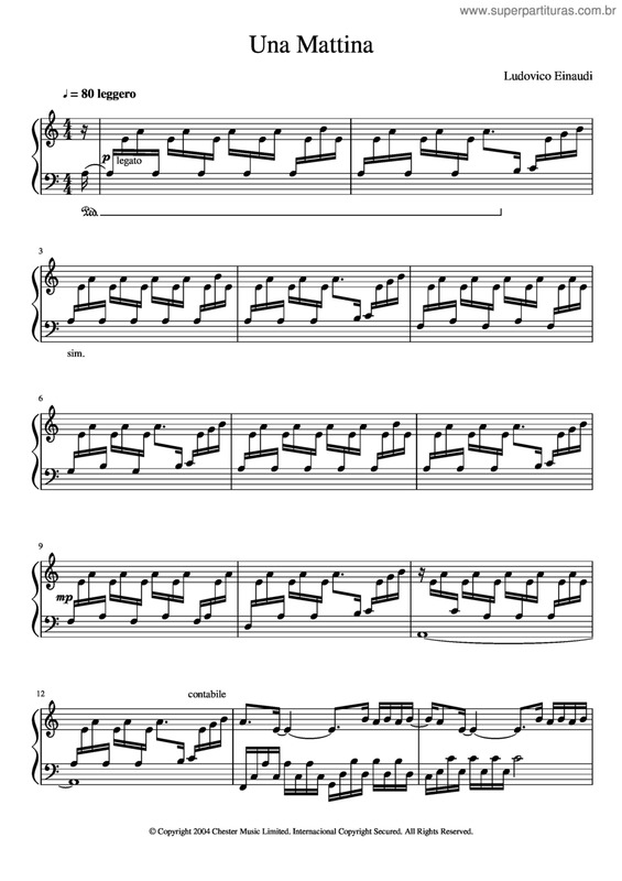 Partitura da música Una Mattina