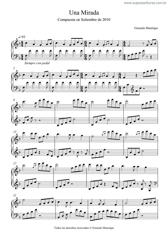 Partitura da música Una Mirada