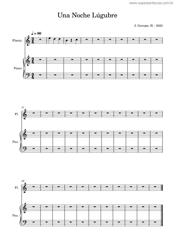 Partitura da música Una Noche Lúgubre