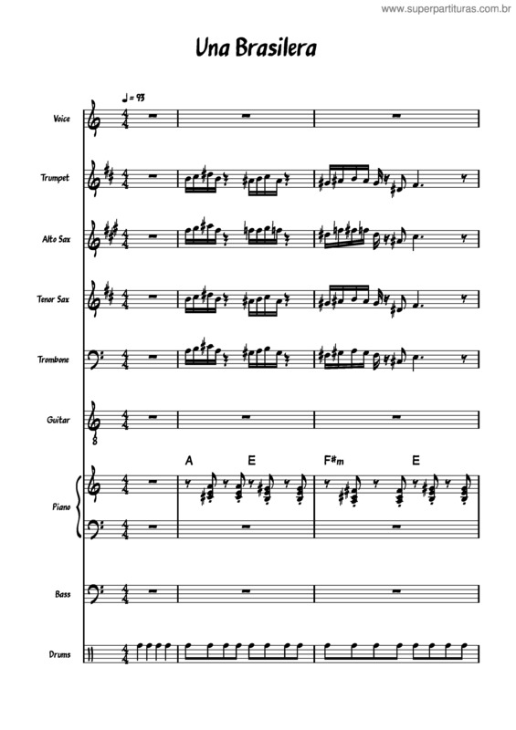 Partitura da música Una_Brasilera