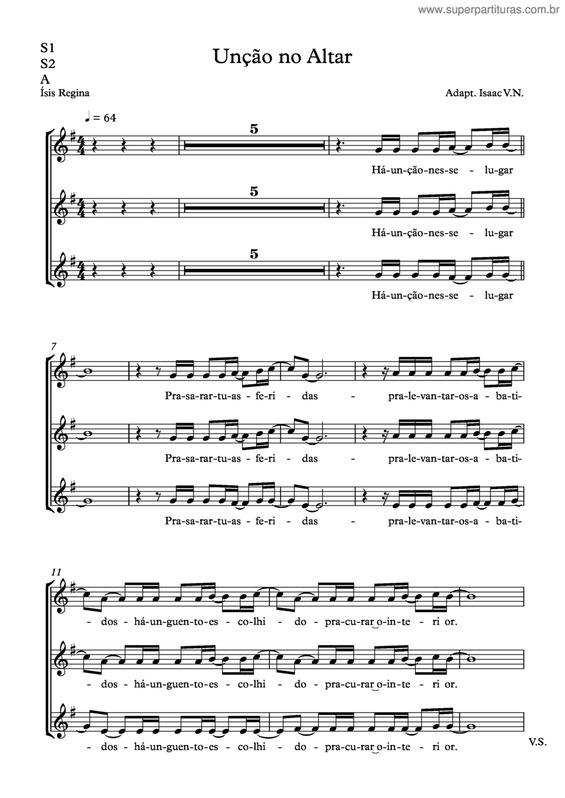 Partitura da música Unção No Altar v.2