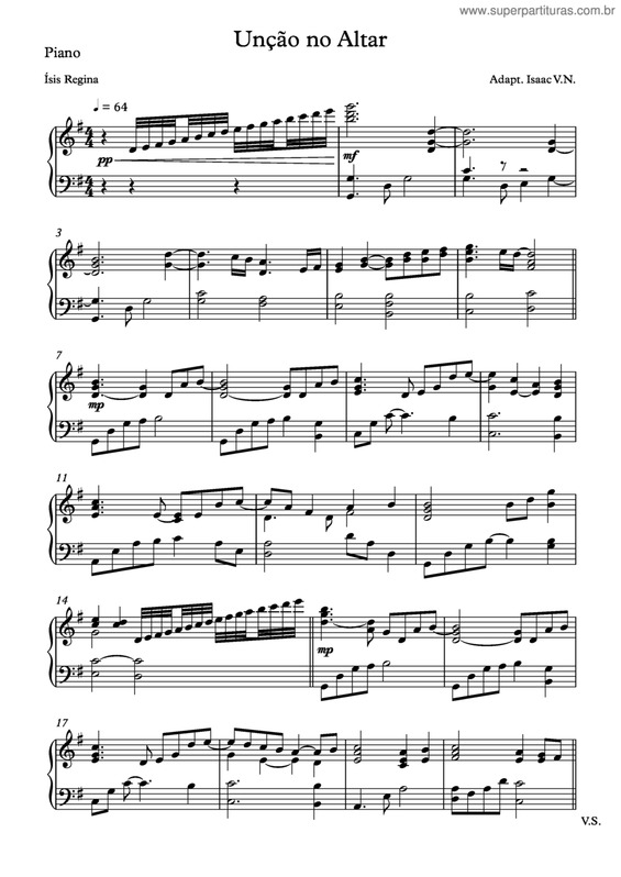 Partitura da música Unção No Altar