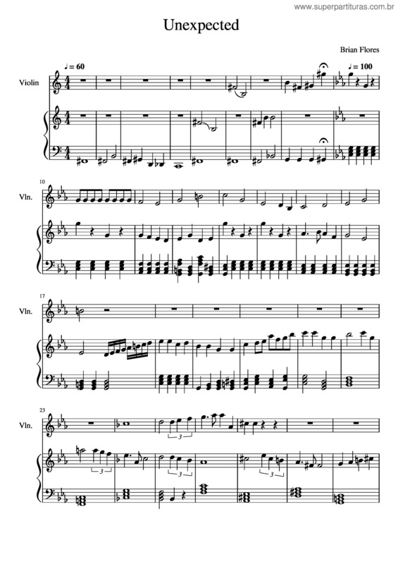 Partitura da música Unexpected