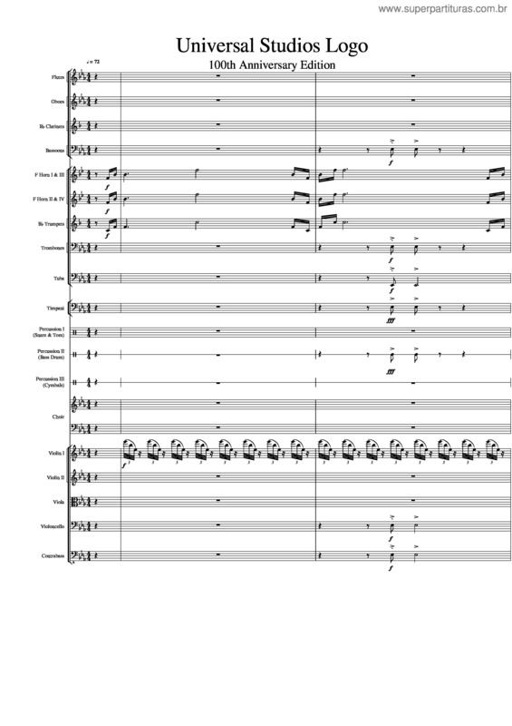 Partitura da música Universal Studios Fanfare