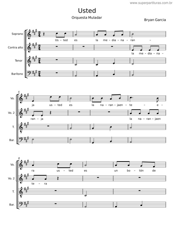 Partitura da música Usted v.5