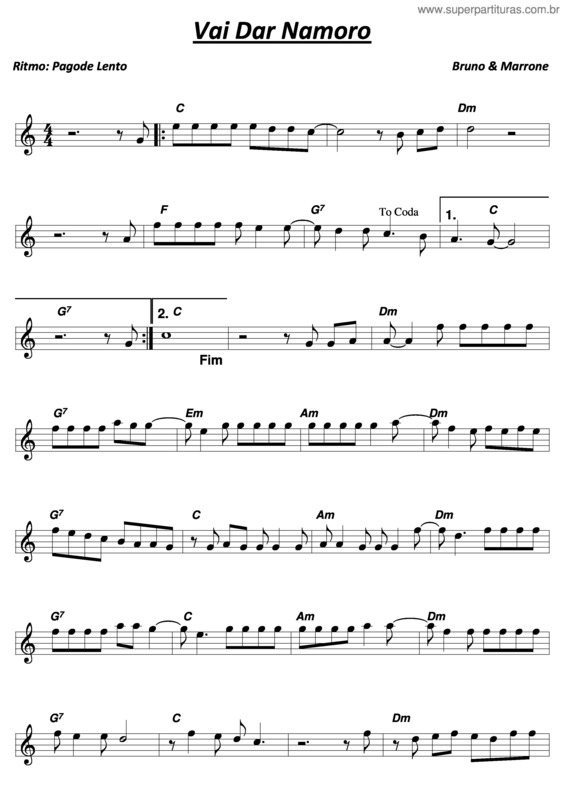 Partitura da música Vai Dar Namoro v.6