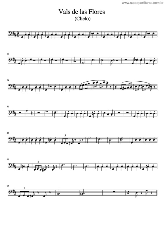 Partitura da música Vals De Las Flores Chelo