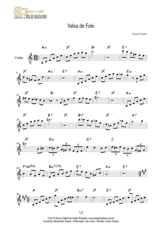 Partitura da música Valsa de Fole